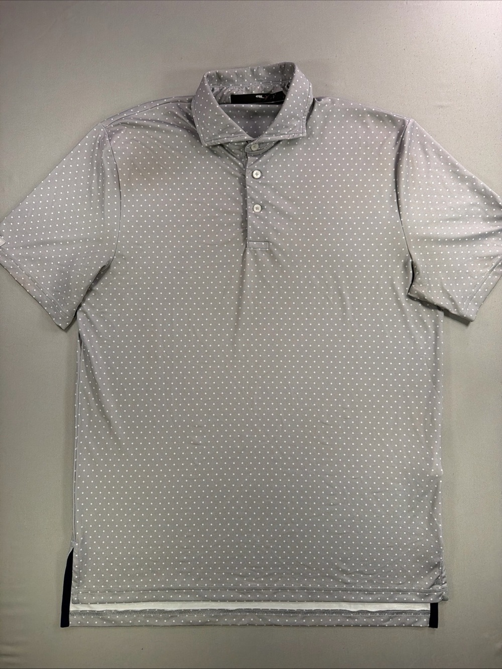 RLX Ralph Lauren Gray Polo with White Microdot Pattern